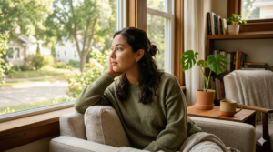 mujer reflexionando sobre emociones durante proceso personal