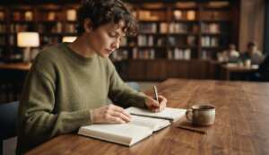 Persona reflexionando sobre comunicación y relaciones humanas mediante la lectura